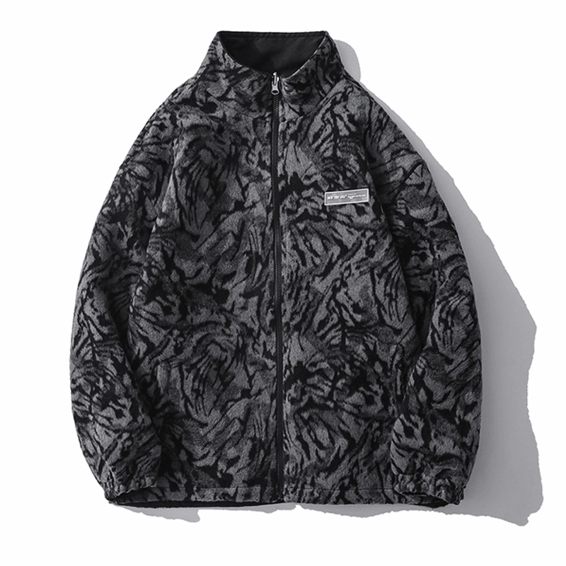 Cold Weather Protection product pearl elegance Double-Sided Wear National Tide Personality Zebra Pattern Woolen Jacket Men Loose