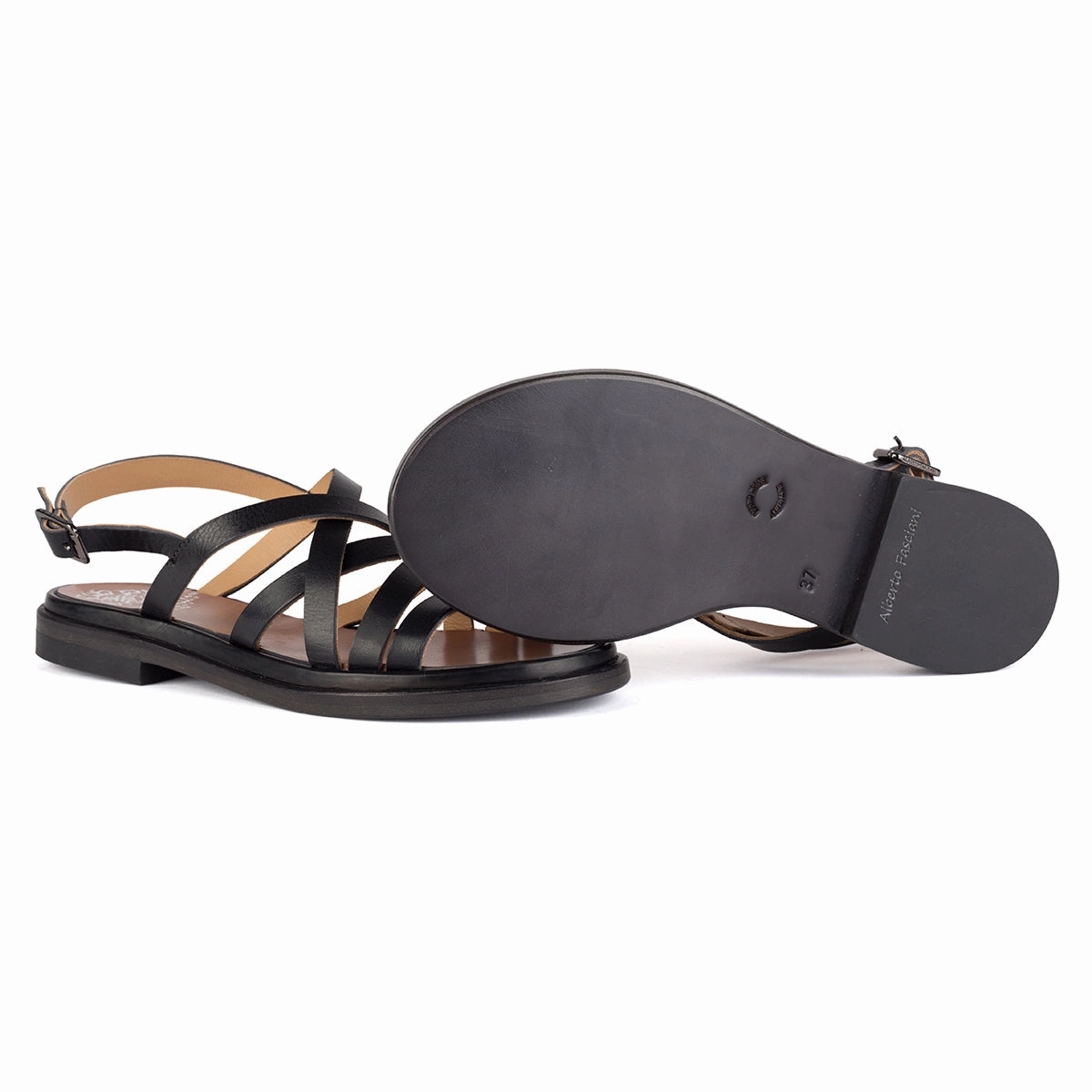 Multi Strap Seamless Heel Cushioning DUNIA 80017 <br> Black sandals