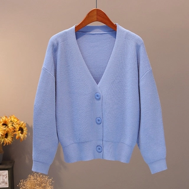 Dynamic Compression Fit BYGOUBY Solid Knit Cardigans Sweater Women V Neck Loose Pull Sweater With Pocket Autumn Winter Thicken Open Cardigan Jacket Coat