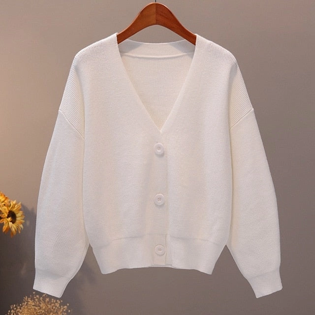 BYGOUBY Solid Knit Cardigans Sweater Women V Neck Loose Pull Sweater With Pocket Autumn Winter Thicken Open Cardigan Jacket Coat Reinforced Seam Durability Odor Control Treatment