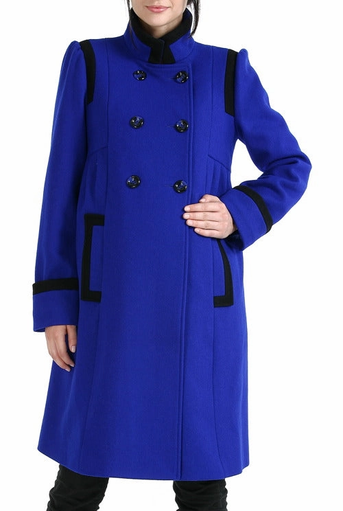 Momo Maternity "Madison" Double Breasted Wool Blend Coat Reinforced Elbow Patches Thermal Regulation System