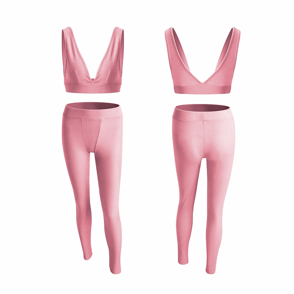 Women's V-neck Sports Yoga Cotton Solid Color Two-piece Set Work Guest Sporty Event