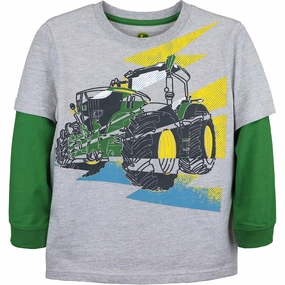 Fashionable Skirt MoistureControl Fabric Boys' Long-Sleeve Tractor Lightening Tee J4T564HC
