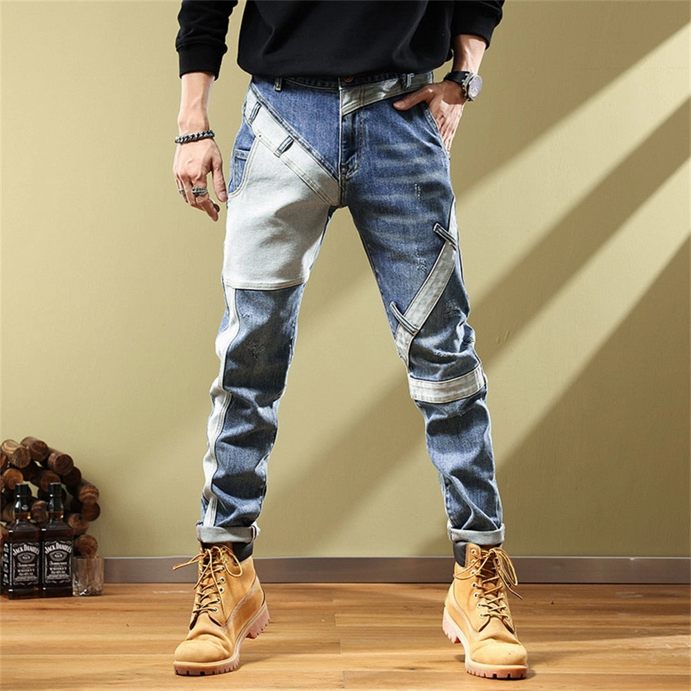 Functional Waistband West Louis? Fashion Pockets Desinger Streetwear Relaxed Jeans
