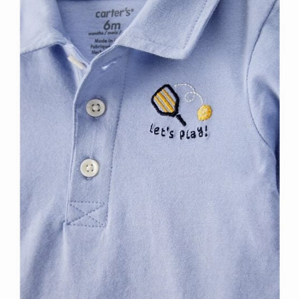 Baby Pickleball Cotton Romper - Blue 1S922910-420 QuickRelease Closures