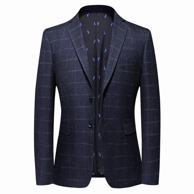 West Louis? British Style Vintage Plaid Business-Men Blazer Gallery Opening Attire Minimal Hardware