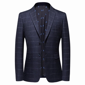 West Louis? British Style Vintage Plaid Business-Men Blazer Gallery Opening Attire Minimal Hardware