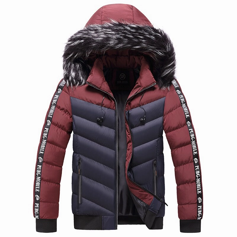 West Louis? Patchwork Thick Warm Fur Hood Waterproof Parka Anti Snag Fabric