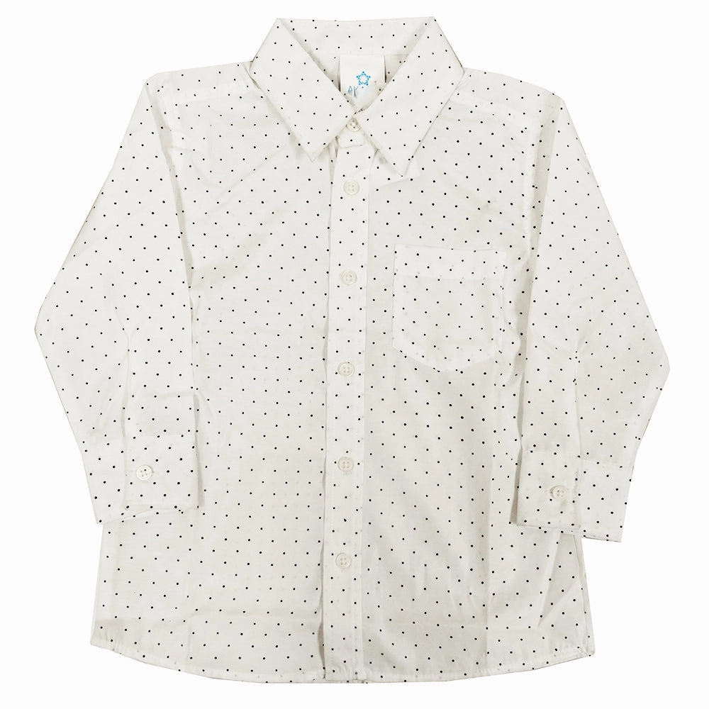 Boys' Long-Sleeve White Shirt with Black Dots 3302 2202 ZeroWaste Production