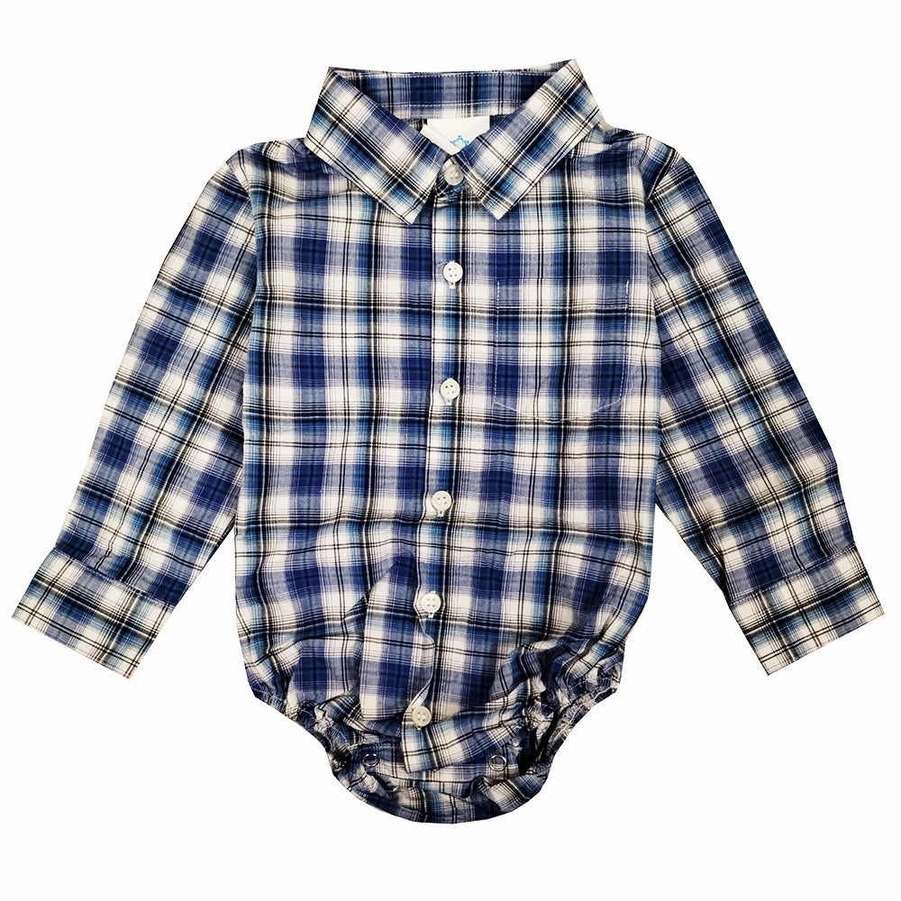 Baby Boys' Long-Sleeve Blue & Black Plaid Bodyshirt 4306 Swim Easy Warm Jacket