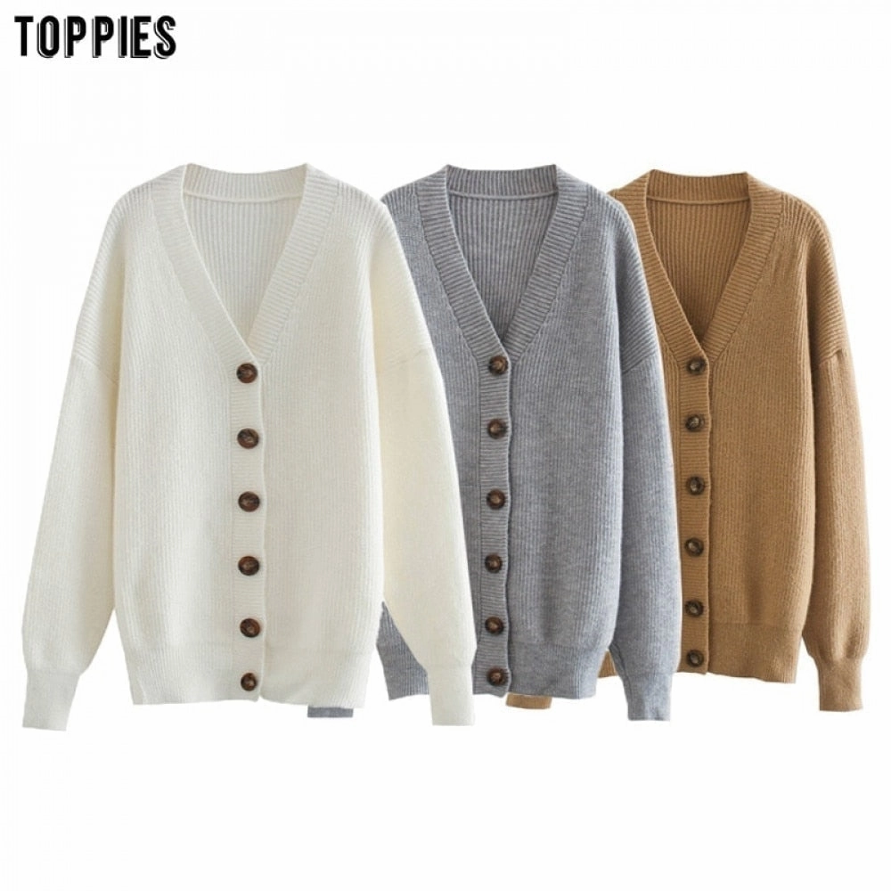 Trendy Feel Bomber Cut toppies 2021 winter white cardigan sweater womens single breasted knitted jacket coat fashion oversized sweater