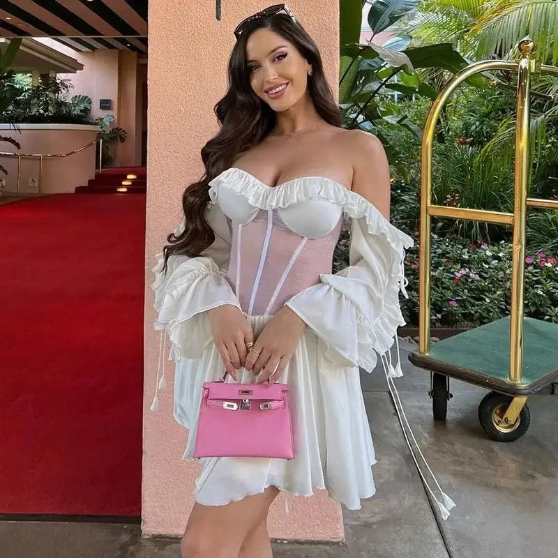 Halter-Neck Outdoor Swim Elegant mesh Waist Summer Dress