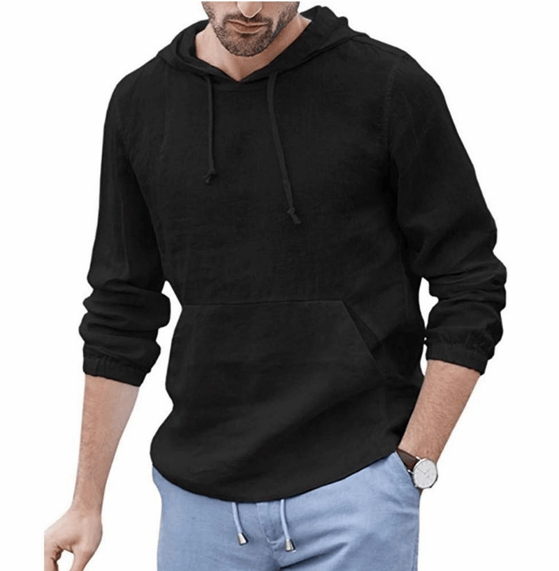 product handmade uniqueness Chic Hoodie Men'S Cotton and Linen Pullover Long Sleeved Hooded T Shirt