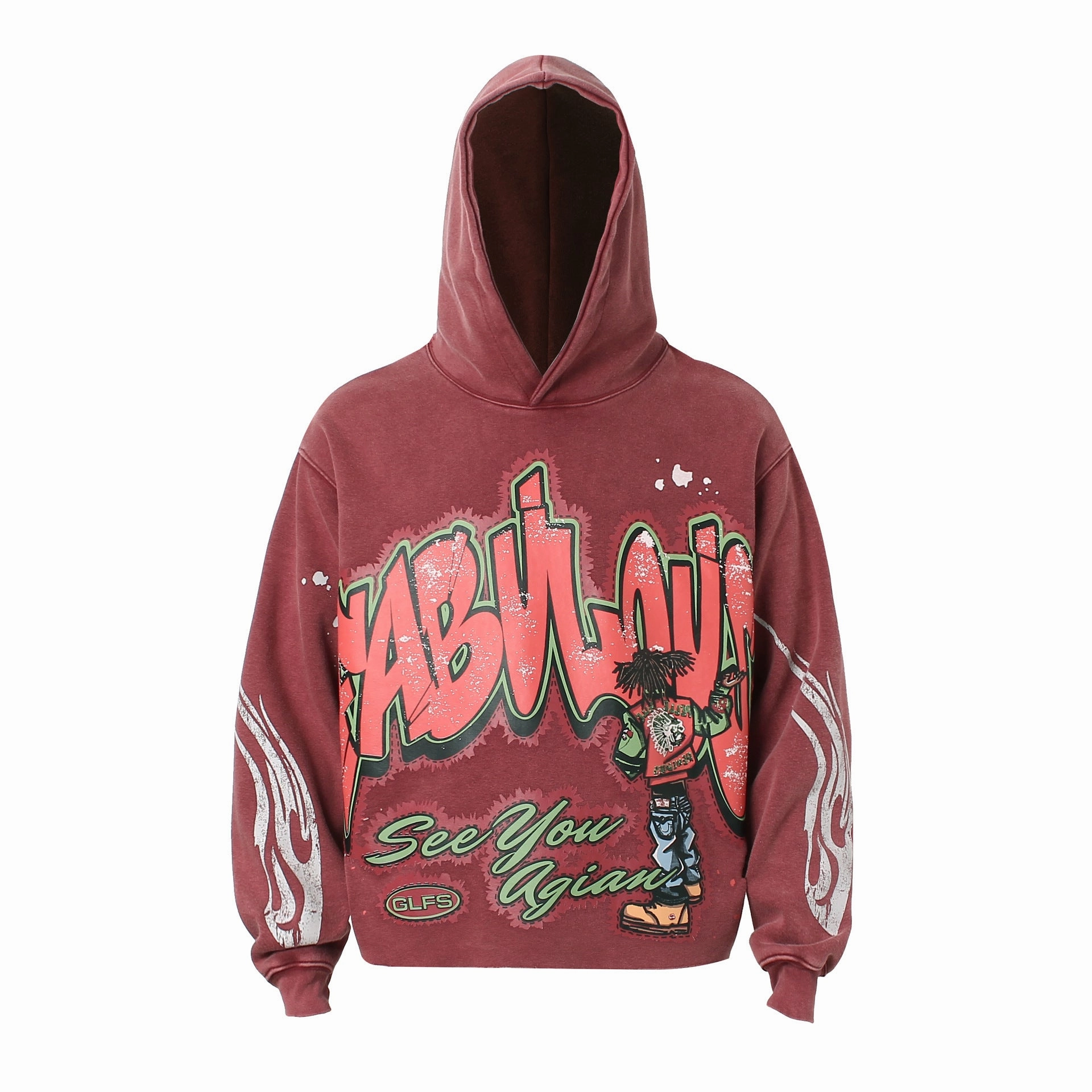 Sporty Fashion Yoga wear American Street Fashion Washing Water Printed Hoodie