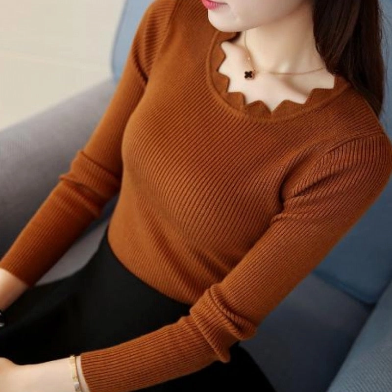 Pullover Solid Sweaters Women New Womens Knitted Slim Sweater Relaxed City Style