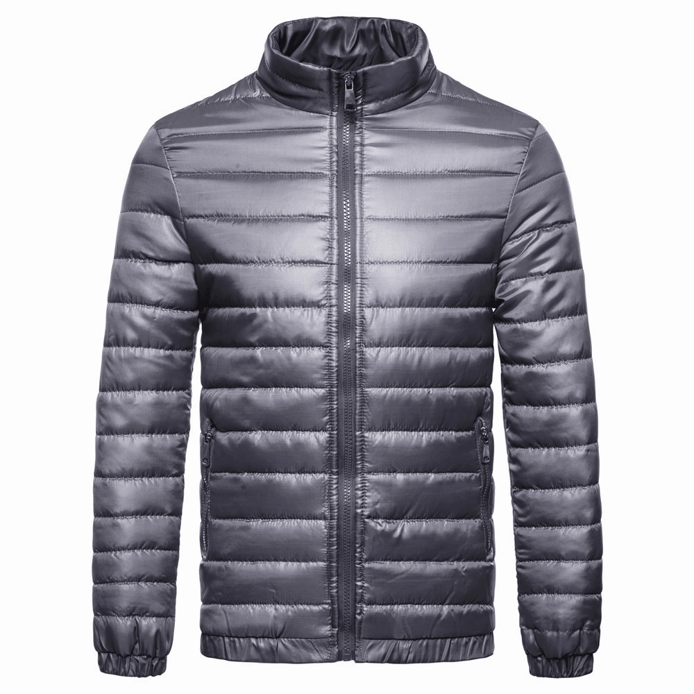 Airflow channels All weather Men'S Solid down Cotton Jacket with Standing Collar