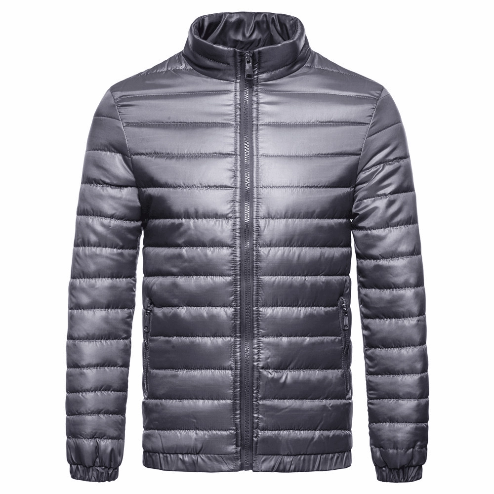 Men'S Solid down Cotton Jacket with Standing Collar Sanction