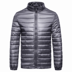 Men'S Solid down Cotton Jacket with Standing Collar Sanction