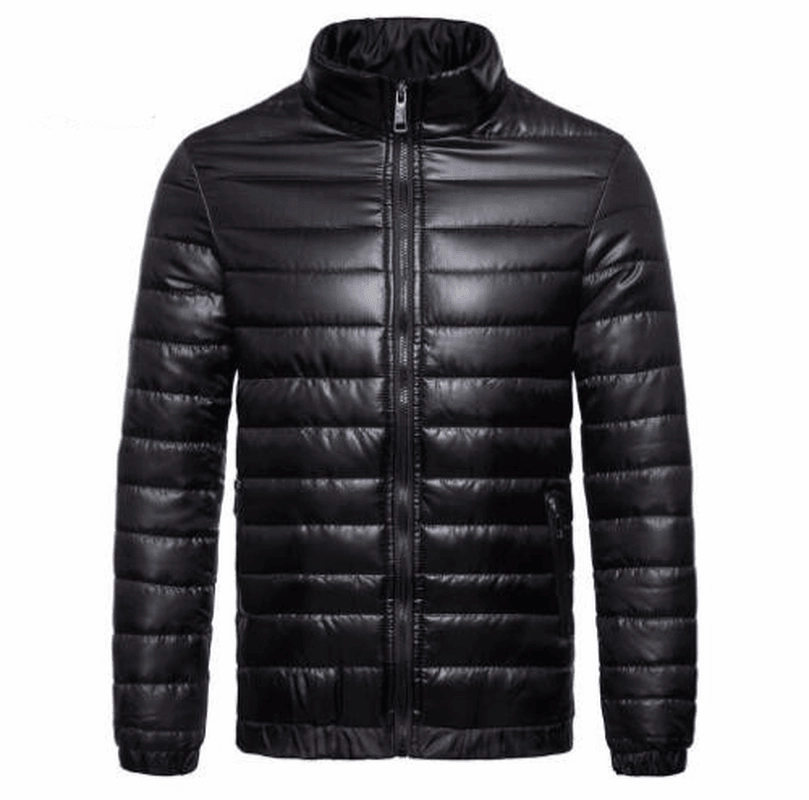 UltraLight Packable Design Men'S Solid down Cotton Jacket with Standing Collar
