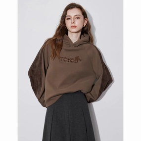 Women??s Fleece Embroidered Splicing Hooded Pullover slim fit