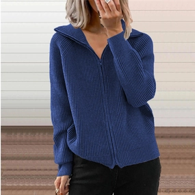 Europe And America New Stripe Casual Loose Knitwear Coat Women Running Gear Classic Layering