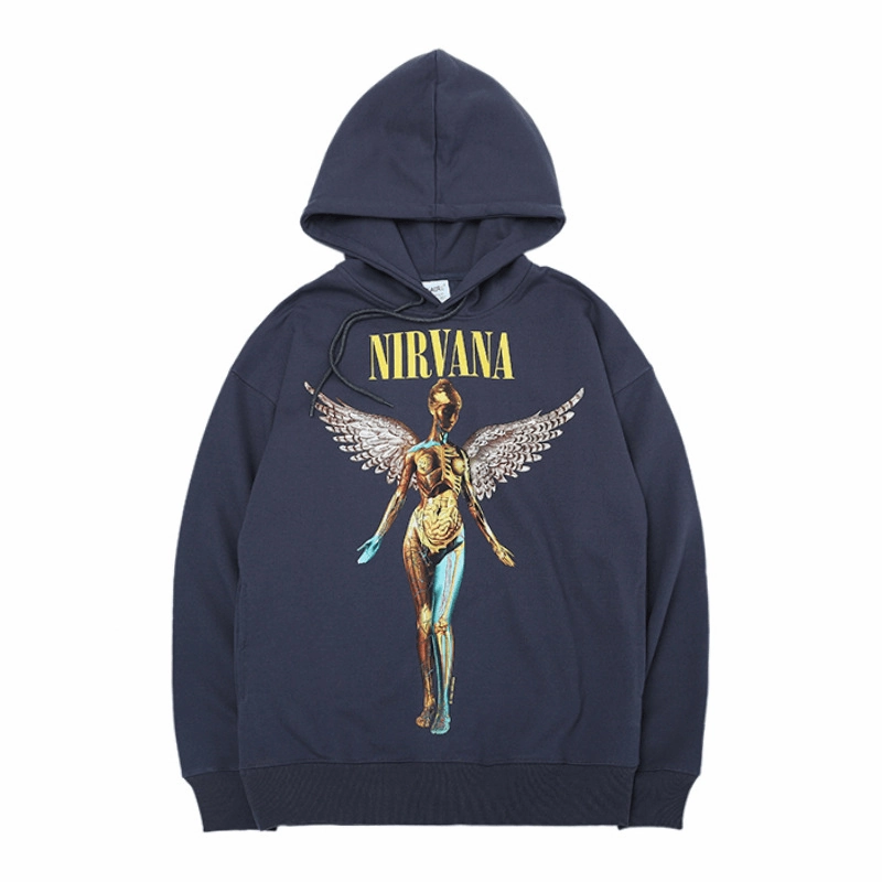 European and American Fashion Brand Nirvana Band Angel Sweatshirt Hoodie Stretchy