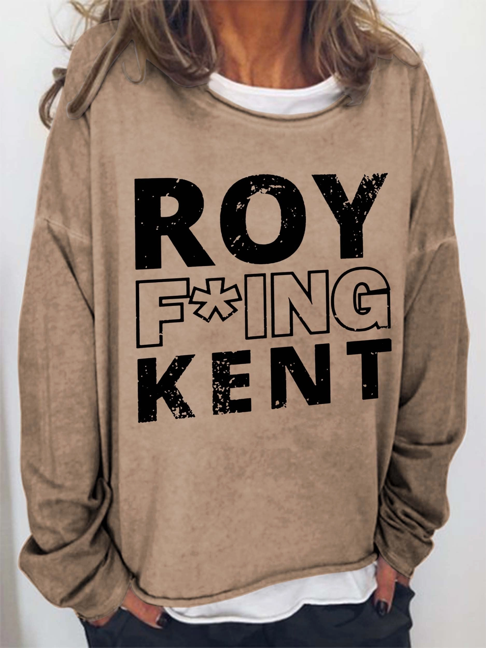 European And American Women's Clothing Digital Letter Print Top Round Neck Long Sleeve Casual Sweatshirt Women Formal Casual