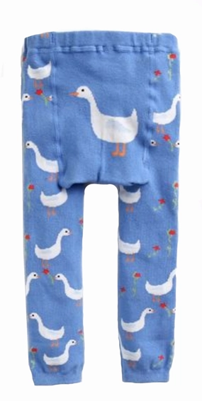 Eva & Elvin Girl's Blue Tights Cotton Duck Brownstone