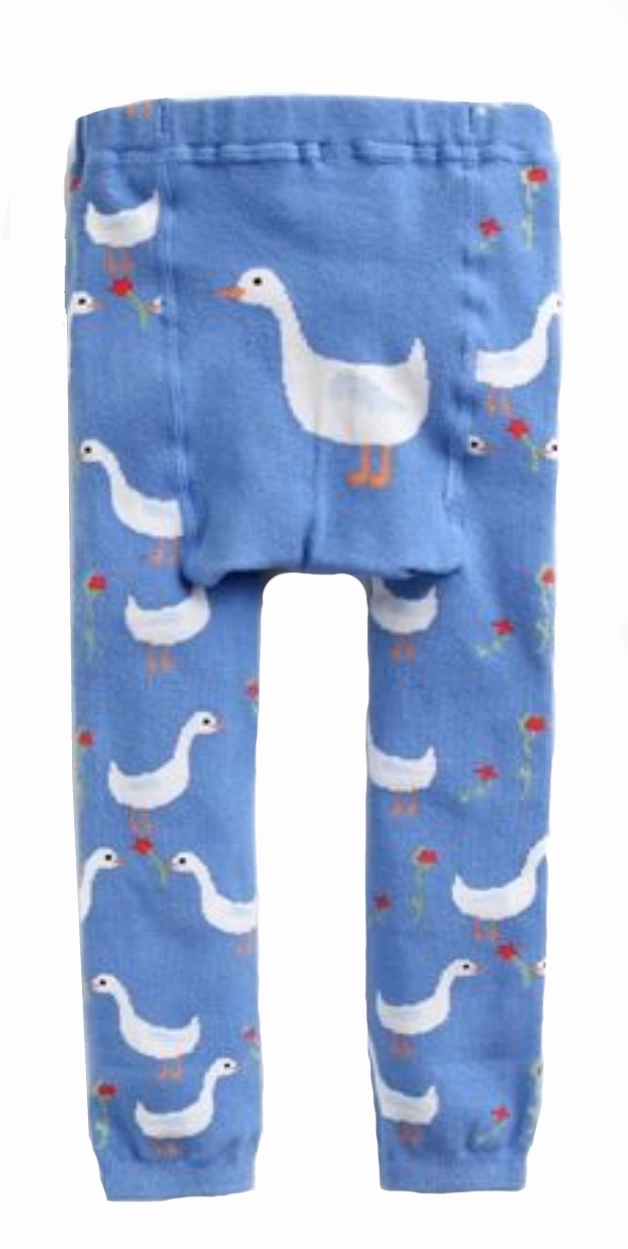 Eva & Elvin Girl's Blue Tights Cotton Duck Brownstone