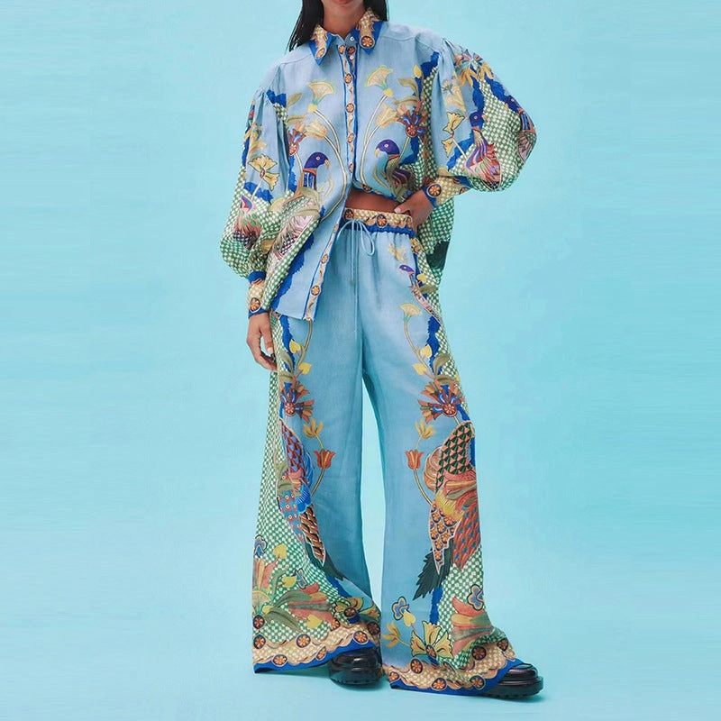 Fashion French Retro Printed Shirt Classic Vivid