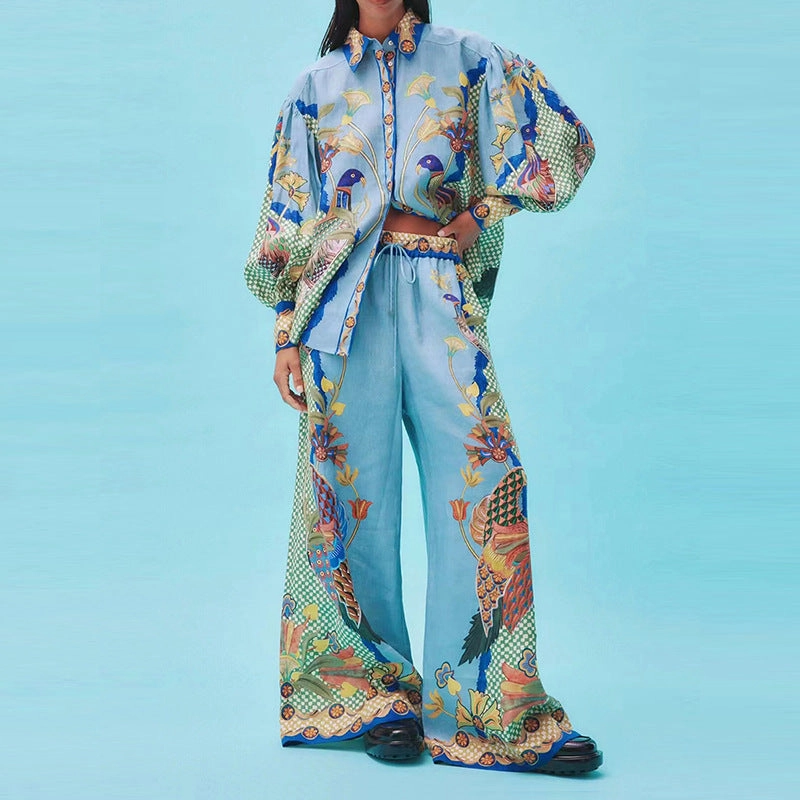 Fashion French Retro Printed Shirt Training Teen Smart Vacation