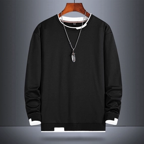 Fake Two-Piece Sweater Men'S Korean Style Trend label accents product social responsibility