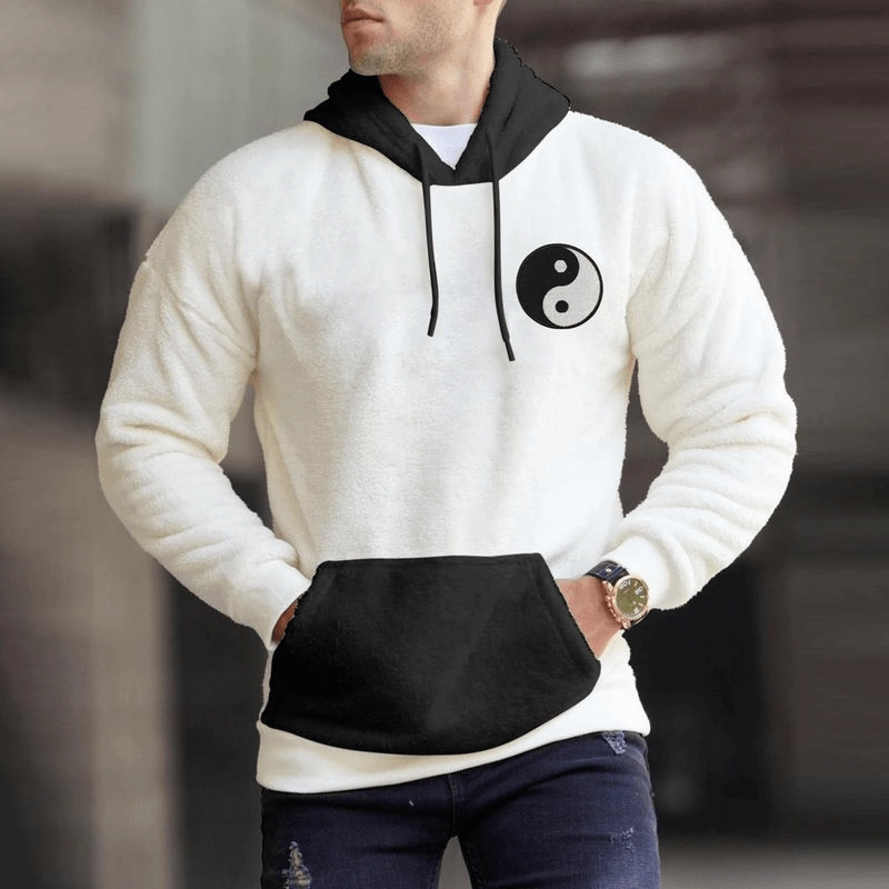 Fall New Men'S Hooded Stitching Loose Sweater Trend market demand Silk