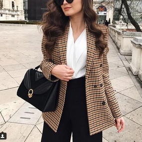 Cheap Nice Fashion Forward Fashion Autumn Women Plaid Blazers and Jackets