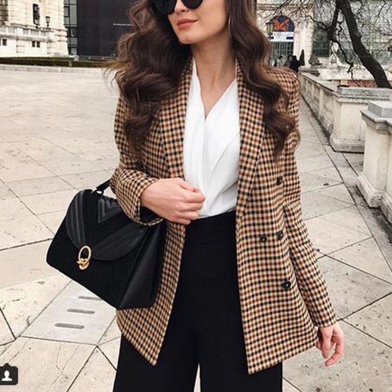 Cheap Nice Fashion Forward Fashion Autumn Women Plaid Blazers and Jackets