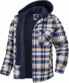 Oversized style Glow In Dark Trims West Louis? Flannel Shirt Jacket with Removable Hood