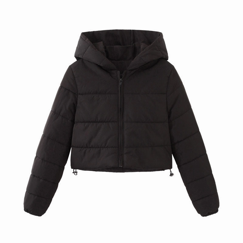 Reinforced Elbow Panels Fashion Zipper Hooded Short Coat Winter Mandela-color Jacket Outerwear Women's Clothing