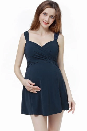 Pool Essentials Fashionable Style Momo Maternity UPF 50  One Piece Swimdress Bathing Suit