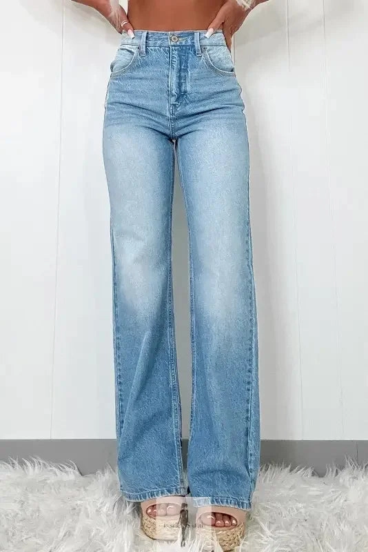 Sporty Look High Rise Straight Jeans
