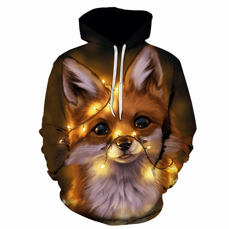 Fast Sell Foreign Trade Fox Wolf 3D Digital Printing Trend Men''S Sweater Manufacturers Direct Support to Map Customization Cool Weather