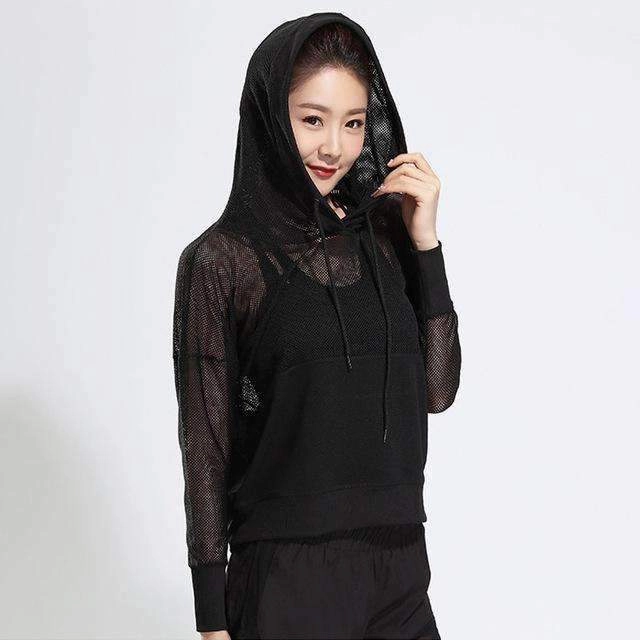 Female Mesh Hoodies Yoga Coat Workout Long Sleeved T Shirt Outdoors Running Sport Jacket Yoga Sportswear 2018 New Sportwear Seamless Design
