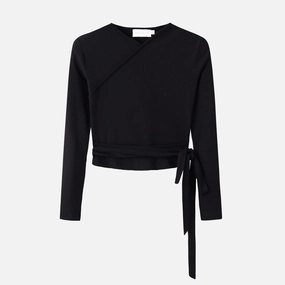 High Stretch Ribbing Wrap Top & Matte Satin Maxi Dress Set Creek View