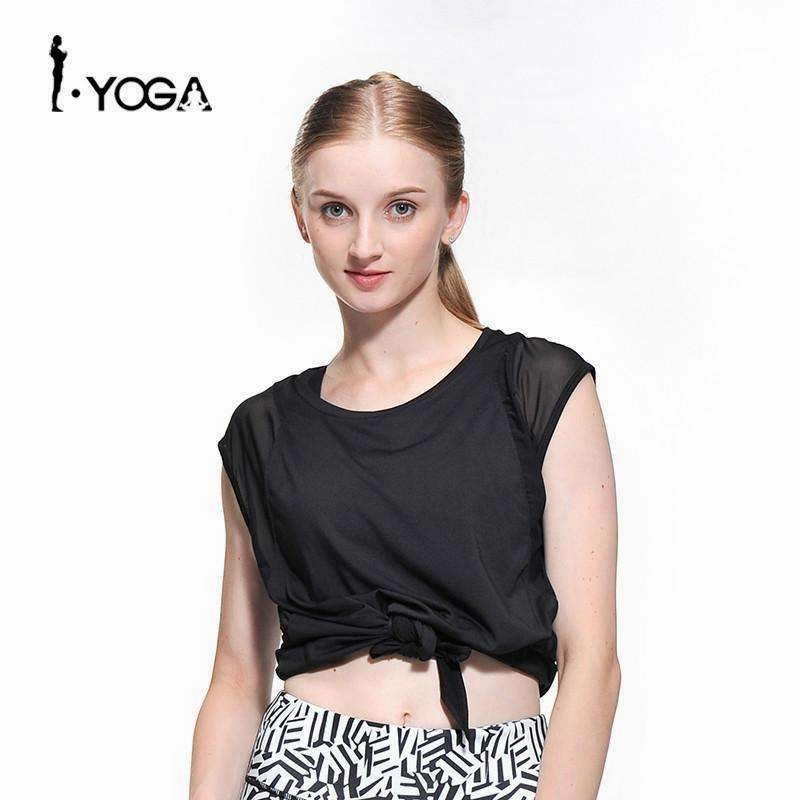 Breathable mesh inserts Fitness Active Sexy Yoga Sports Loose Vest Tank Top Workout Gym Training Mesh T Shirt Fashion Running Clothes for Sport Women