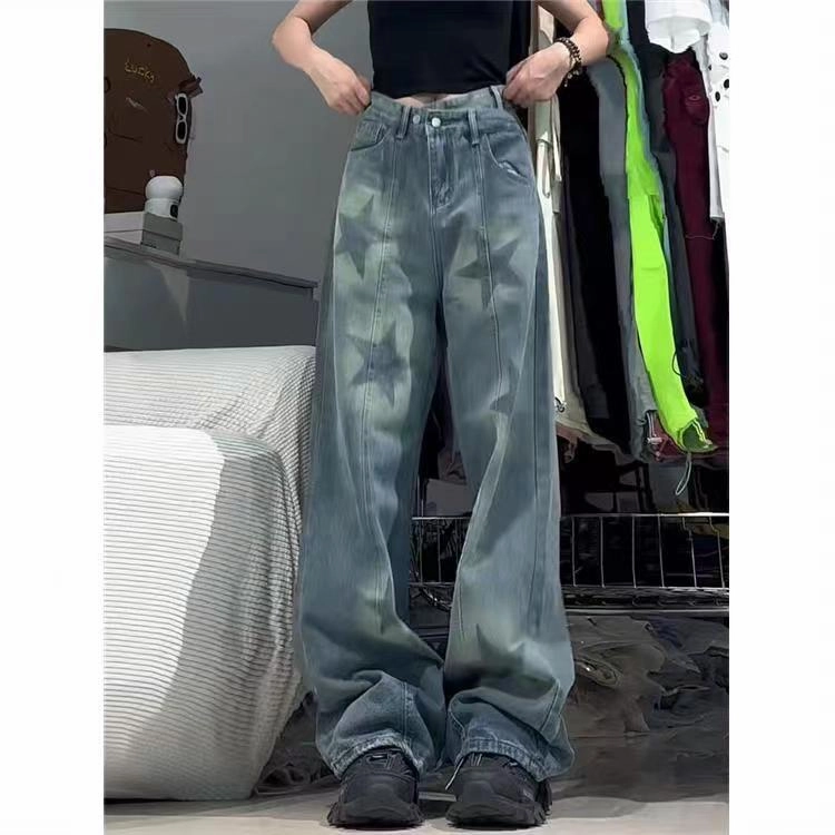 Women's Printed Irregular High Waist Wide-leg Jeans Night Out City Walk Minimalist