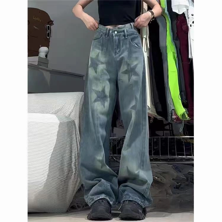 Teen Outfit Bold Urban Explorer Women's Printed Irregular High Waist Wide-leg Jeans