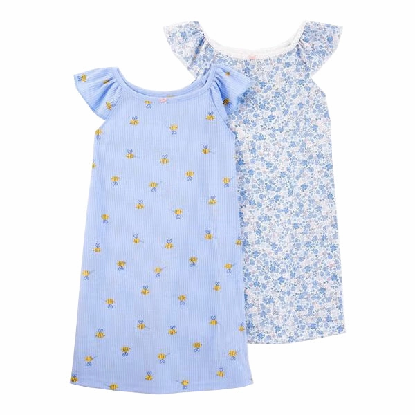Essential Tee Girls' 2-Piece Blue Floral Nightgowns 3S407710