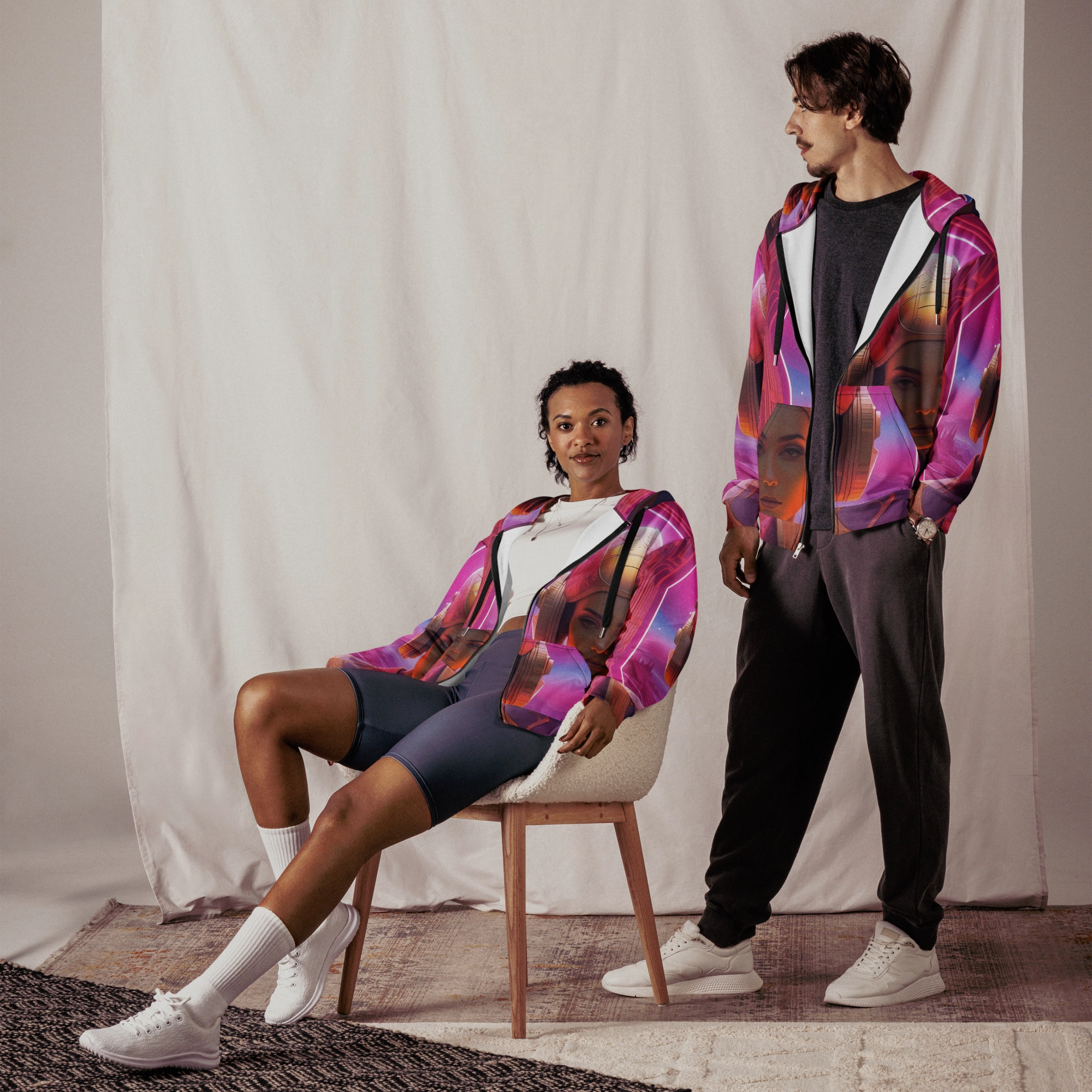 Anti-Color-Clarity Checked Pattern "Serenity" hoodie