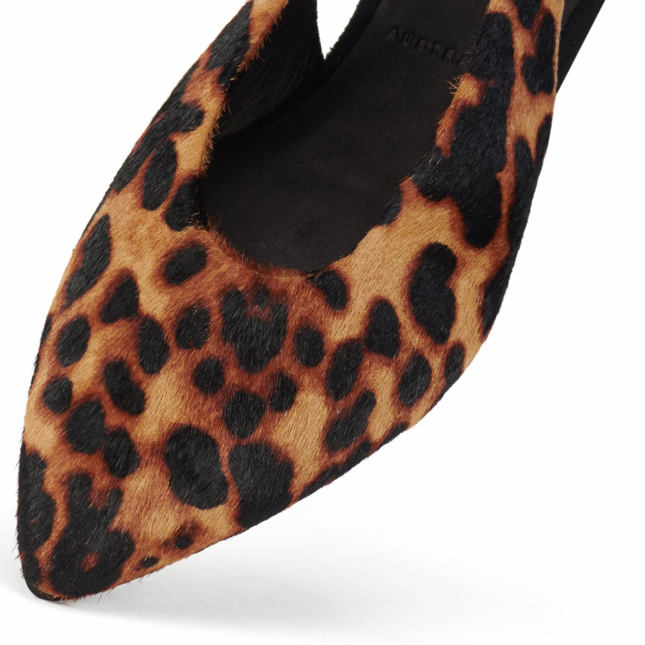Pointed Slingback Dark Camel Leopard Flexible Comfort Indoor Daily