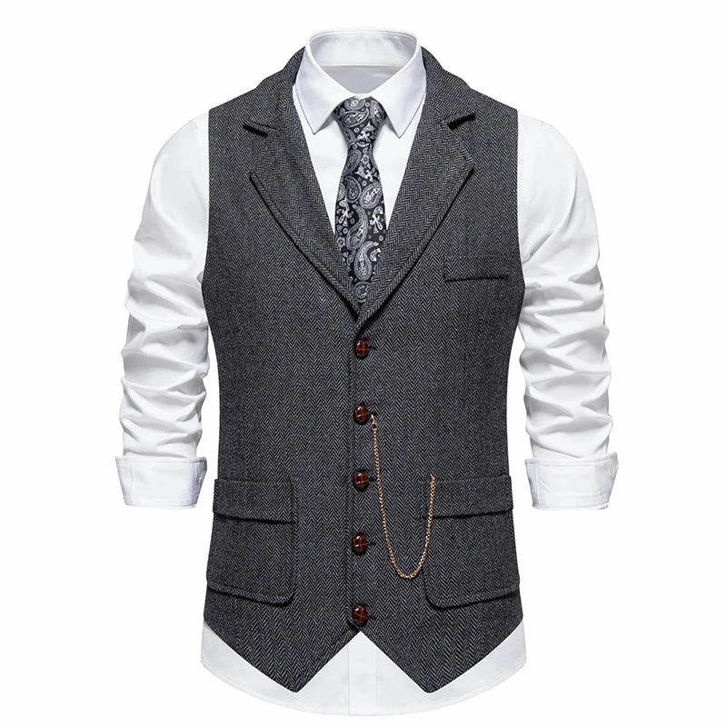 West Louis? Men's Retro Lapel Gentlemen Vest Contrasting Outfit