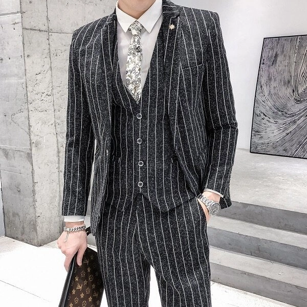 Sophisticated Style Shape Hug West Louis? Business Style Formal Striped 2 Piece Suit
